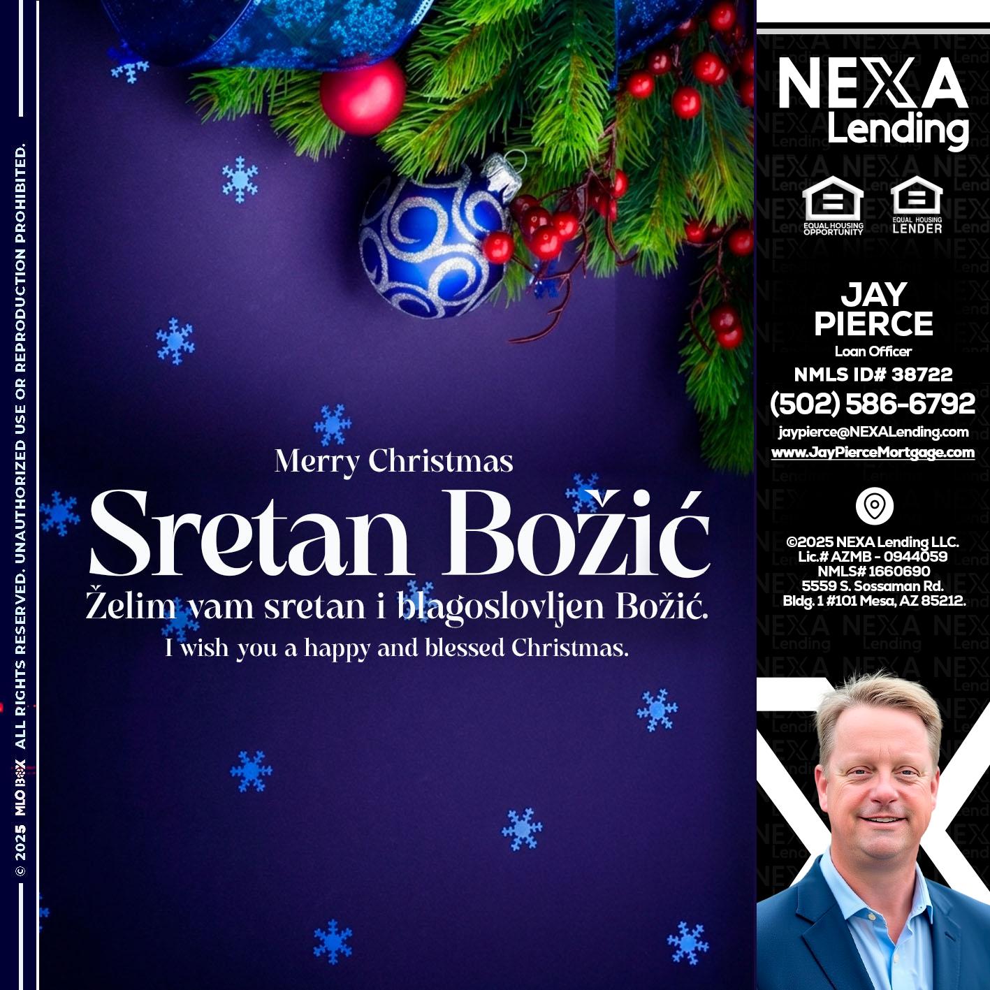 Sretan Božić - Jay Pierce -Mortgage Loan Officer