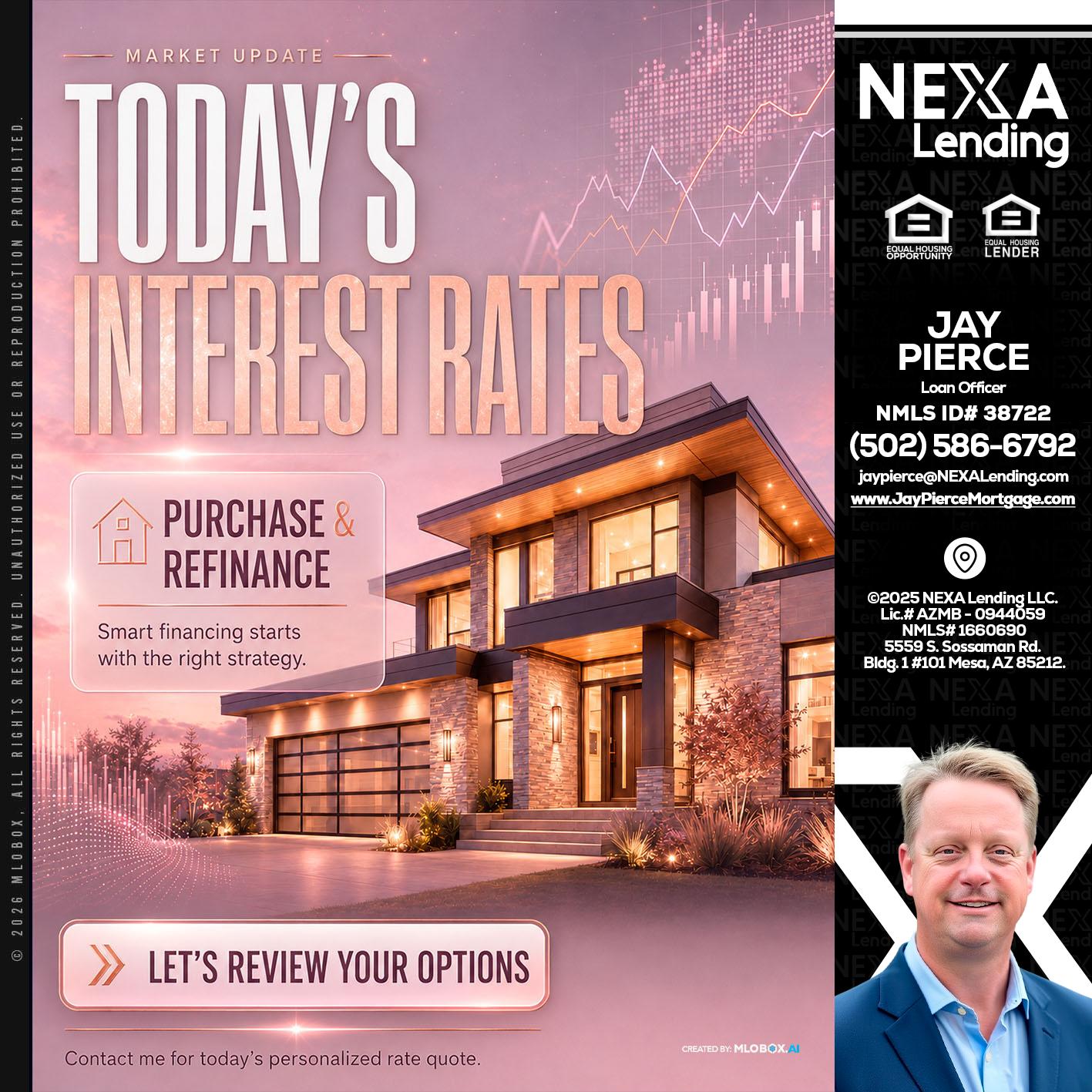 todays interest rates - Jay Pierce -Mortgage Loan Officer